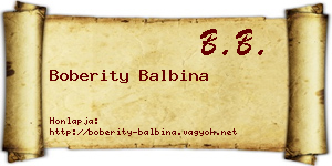 Boberity Balbina névjegykártya